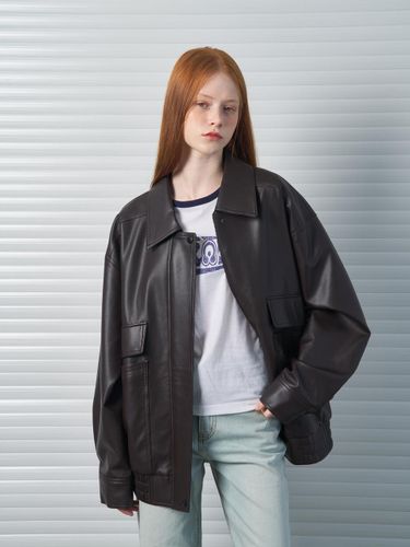 Slightly Oversized Vegan Leather Blouson Brown - DEKAVV - Modalova