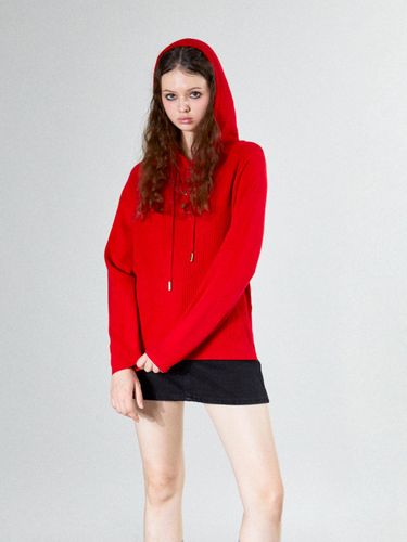 Button Up Knitted Hoodie (RED) - koolkitten - Modalova