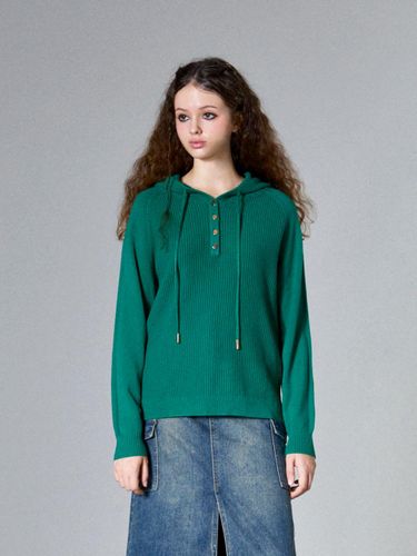 Button Up Knitted Hoodie (GREEN) - koolkitten - Modalova