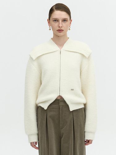 FUR SOFT COLLAR ZIP UP_LIGHT BEIGE - L’H.A.S - Modalova