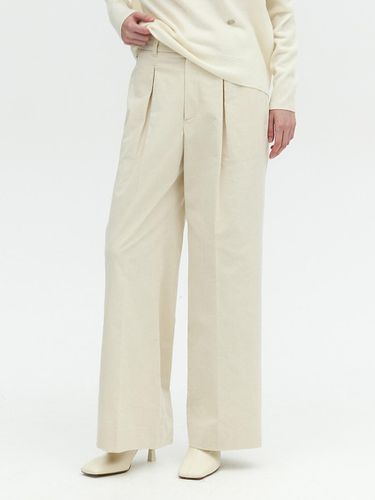 WIDE LEG CORDUROY TUCK PANTS_LIGHT BEIGE - L’H.A.S - Modalova