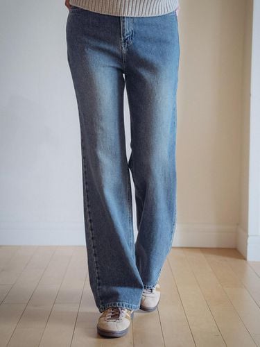 Light Sand Washed Denim Pants - Blue - TILLIDIE - Modalova