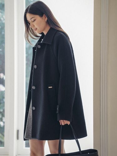 Wide Collar Wool Blend Half A-line Coat - TILLIDIE - Modalova