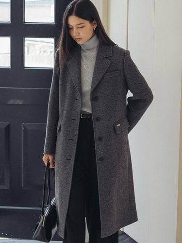 Herringbone Twill Standard Fit Coat - Charcoal - TILLIDIE - Modalova