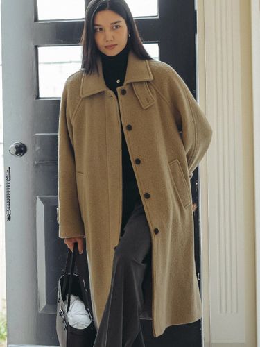 Boucle Hidden Button Wool Blend Mac Coat - TILLIDIE - Modalova