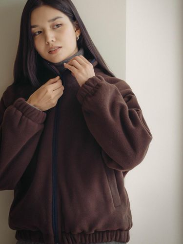 Cozy Fleece Zip-up Jumper - Brown - TILLIDIE - Modalova