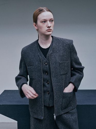 BA_Double pocket wool blazer_GRAY BROWN - PIA STUDIO - Modalova