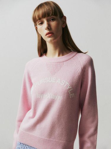 Semi-overfit Layered Printing Knit [Pink] - EZIO - Modalova