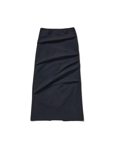 Lotsyou_Old money Long Skirt Solid Navy - LOTS YOU - Modalova