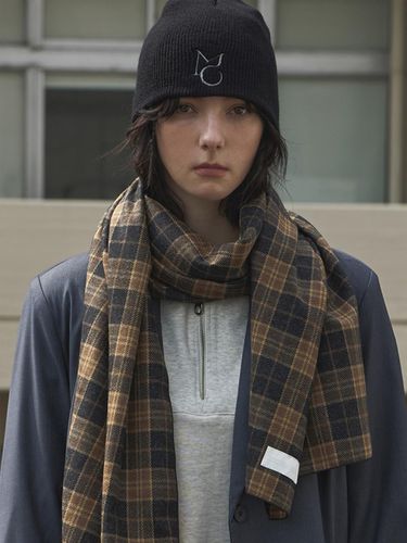 Wide Classic Check wool muffler - moire moa - Modalova