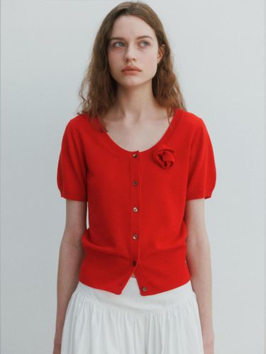 Rose Scoop - neck Cardigan in Red - LO61 - Modalova