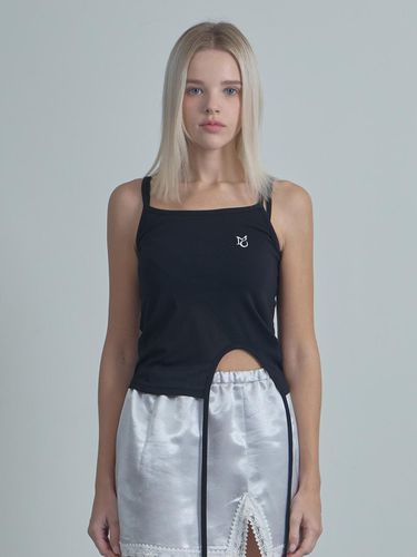 Oblique String Sleeveless Top-black - moire moa - Modalova