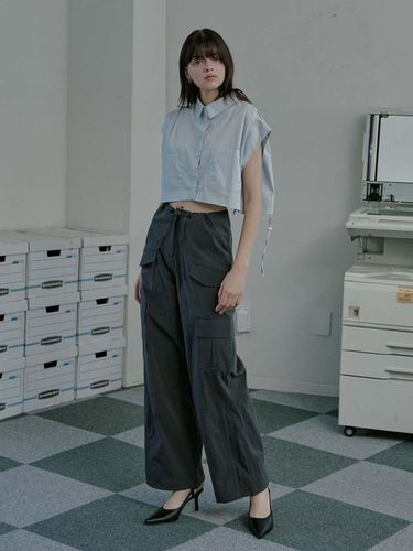 MO layer nylon cargo pants - Charcoal - moire moa - Modalova