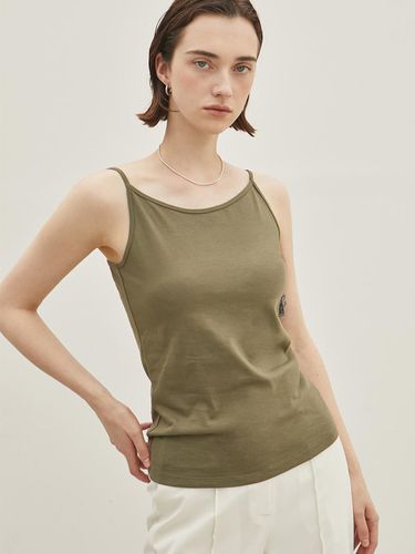 Boat neck sleeveless Tee - KHAKI - a.riff - Modalova