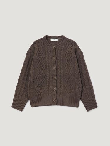 Wool cable cardigan (brown) - tetu - Modalova