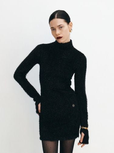 Fuzzy Glitter Knitted Mini Dress - KUME - Modalova