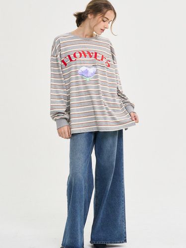 Flowers Stripe T Shirt_Gray - SORRY TOO MUCH LOVE - Modalova