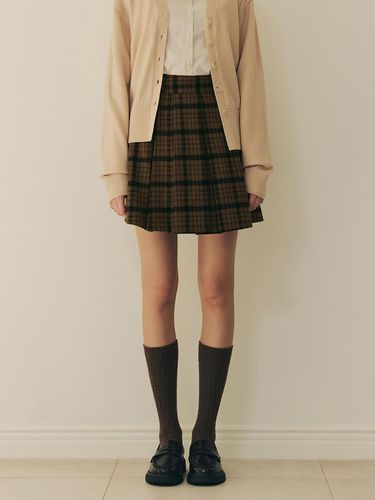 Check Pleated Skirt / Brown - ZEROSTREET - Modalova