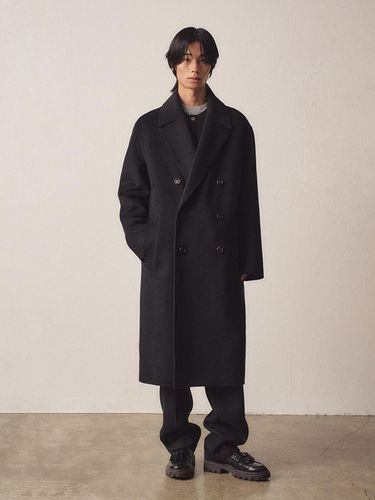 Cashmere Blend Handmade Double Long Coat_Black - EZIO - Modalova