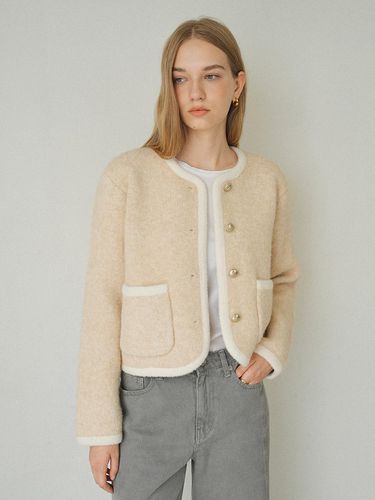 Contrast Trim Knit Jacket NEK4WJA38_90 - on&on - Modalova