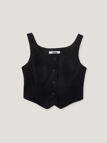 Cotton Western Cropped Vest [Black] - fletta - Modalova