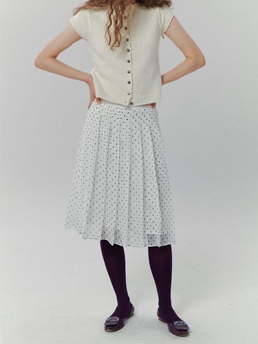 Dot Pleated Skirt in Off White - LO61 - Modalova