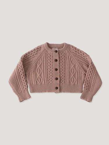 Fisherman Cable Knit Wool Cardigan [Dusty Pink] - fletta - Modalova