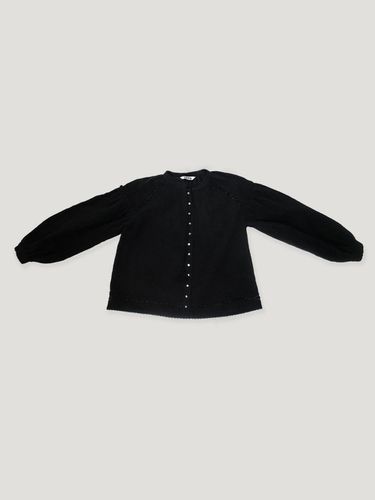 Beads Tassel Cotton Blouse [Black] - fletta - Modalova