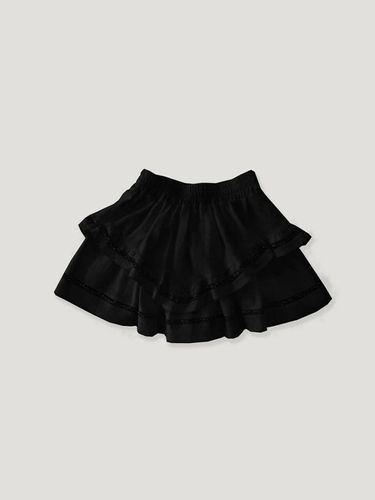 Beads Two-Tier Mini Skirt [Black] - fletta - Modalova