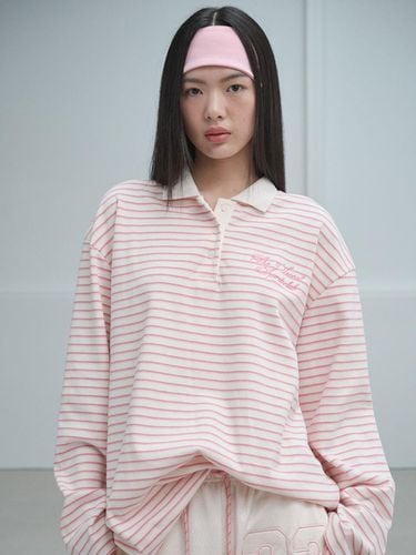 Striped PK Polo Top (PINK) - The Sweat. - Modalova