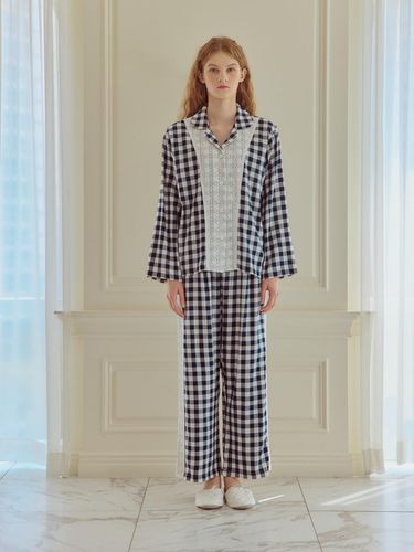 BDFHP] Euro checkered pajamas Navy - BALCONY in SUITE - Modalova