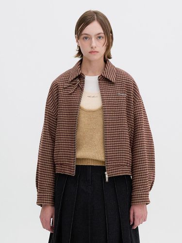 Ribbon Tie Two-Way Blouson Check Jumper OW4WM9670 - OLIVE DES OLIVE - Modalova