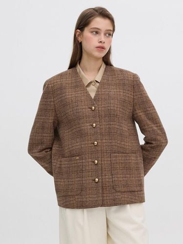 V neck checkered wool jacket OW4WJA400 - OLIVE DES OLIVE - Modalova