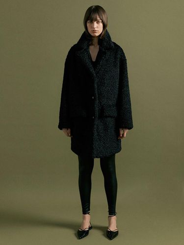 MANI double collar fur coat [black] - molliolli - Modalova