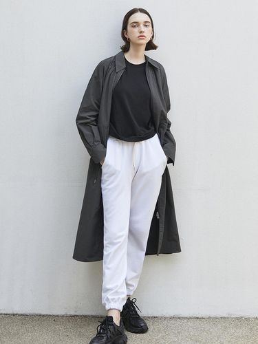 Shirring neck string long jacket_CHARCOAL - a.riff - Modalova