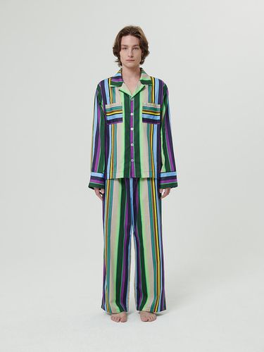 Men's) Funky Stripe Pajama Set (2 Piece), Greenis - Foli - Modalova