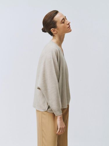 V-neck loose pullover (beige) - LEHEE - Modalova