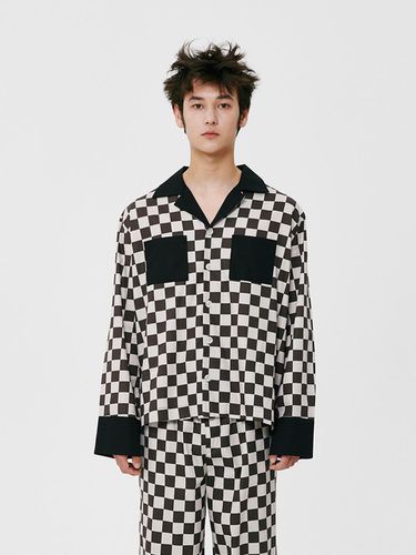 M) Black Grid Pajama Shirt - Foli - Modalova