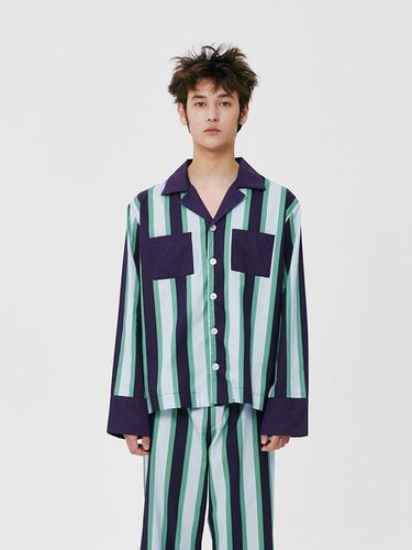 M) Bold Blue Stripe Pajama Shirt - Foli - Modalova