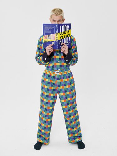 M) Cheerful Grid Pajama Set (Gift Option) - Foli - Modalova