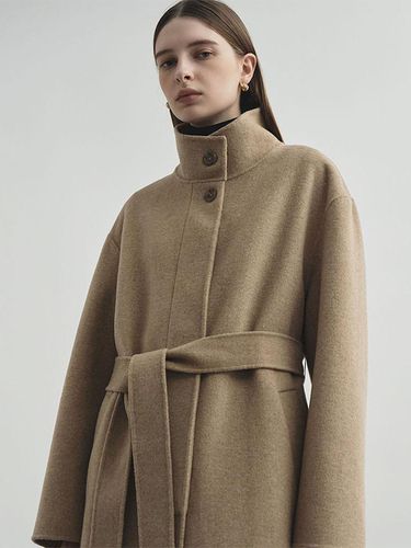 Cashmere wool handmade high-neck long coat _Brown - MONGDOL - Modalova