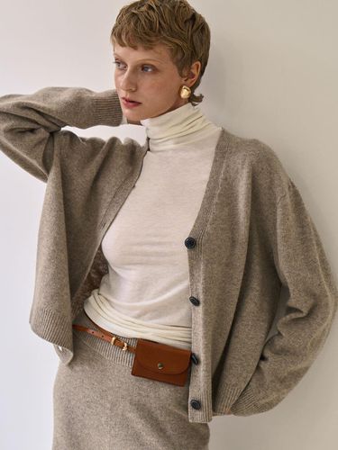 Basic Merino Wool Cardigan _ Beige - GRIDA-J - Modalova