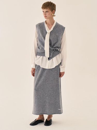 Merino Wool Long Slim Skirt _ Gray - GRIDA-J - Modalova