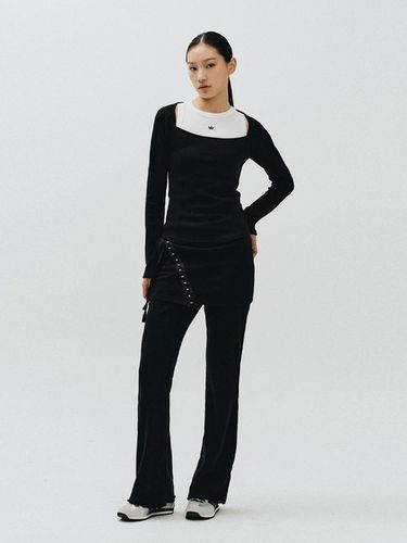 SKIRT LAYERED RIBBED BOOTCUT PANTS - MMAK - Modalova