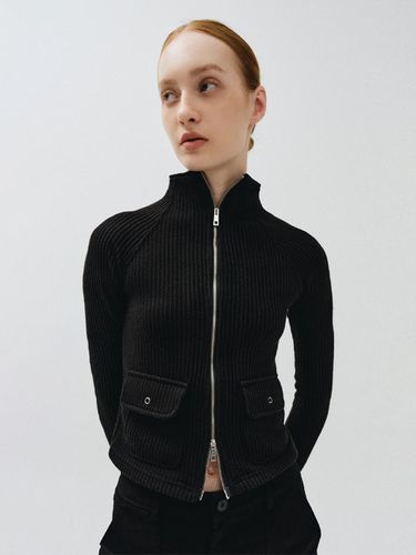 RIBBED HIGH - NECK ZIP UP, BLACK - MMAK - Modalova