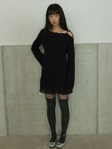 Wave Pattern Jersey Mini Dress [Black] - HOKUSPOKUS - Modalova