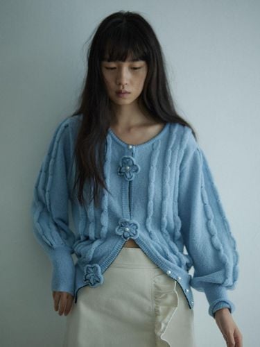 Hand Embroidered Wool Blend Cardigan [Baby Blue] - HOKUSPOKUS - Modalova