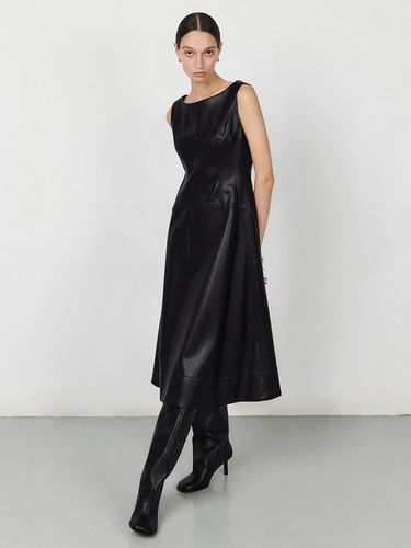 Boat Neck Leather Dress - ONE - Modalova