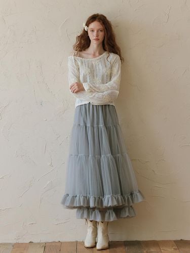 Mesh Ruffle Layered Skirt - DUNDROP - Modalova