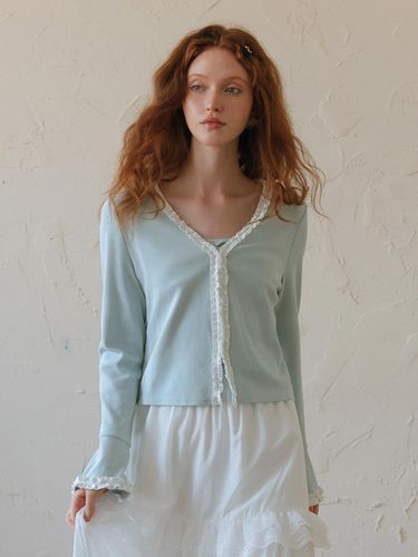 Sky Blue Trumpet Sleeve Cardigan - DUNDROP - Modalova